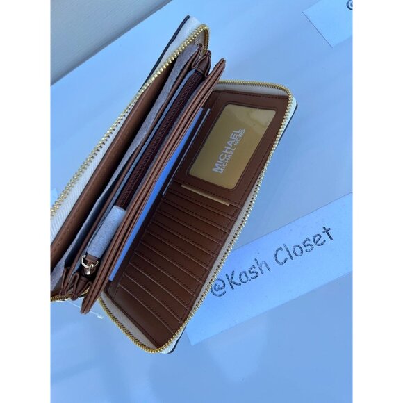 Michael Kors continental wristlet travel large MK signature wallet vanilla - Picture 3 of 5